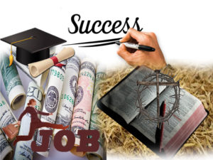 dipolma, money, job, Bible, straw, cross, nails