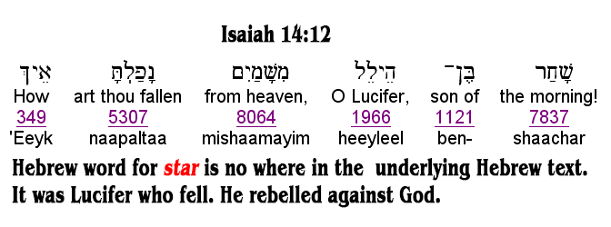 Isaiah 14:12 Hebrew text showing Lucifer fell not the morning star.