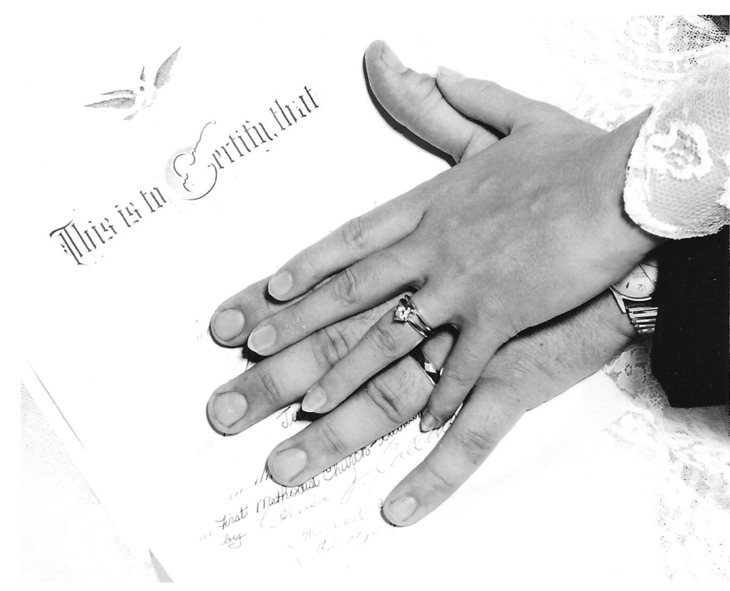 wedding rings and certificate