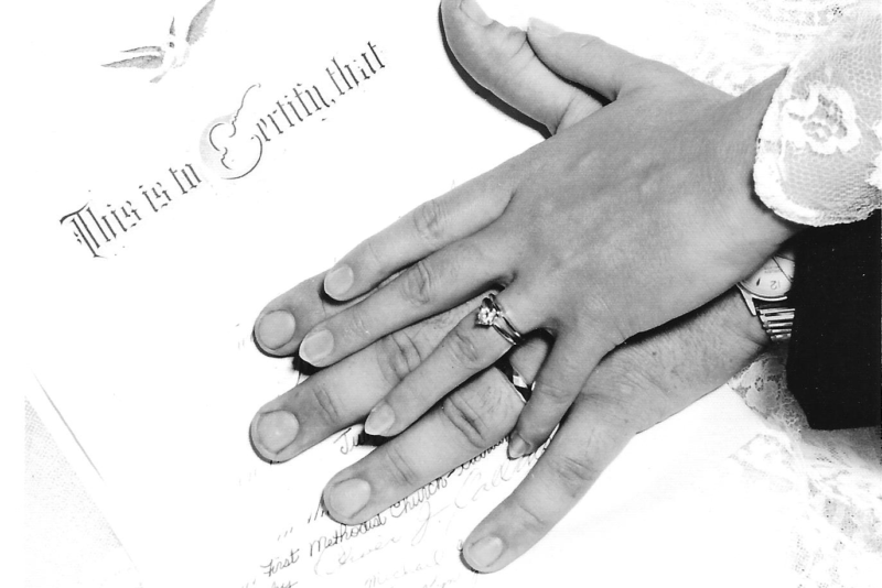 wedding rings and certificate