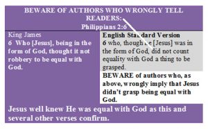 Philippians 2:6 table showing how new versions change text