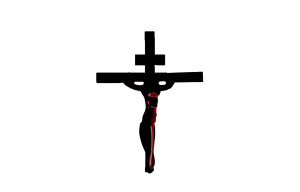Jesus on cross with blood