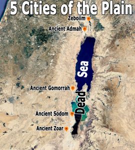 Map of five cities of the plain near Dear Sea