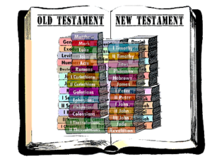 Stack of Old and New Testament books of Bible