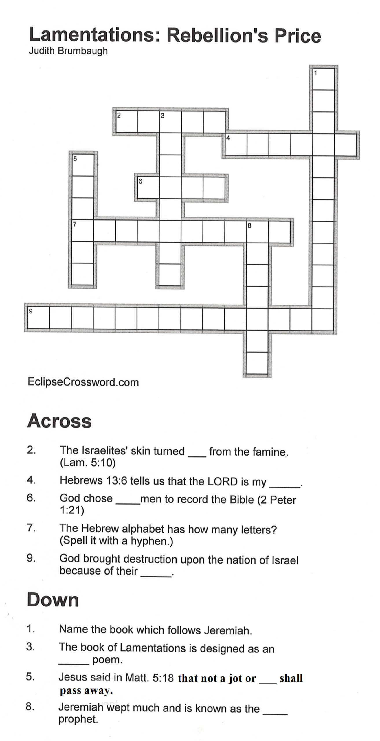 puzzle from bible study questions