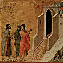 Thee "three" entering the home of the disciples in Emmaus