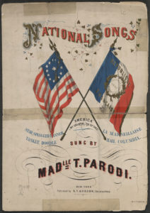 Old image of national patriotic songs plaque.