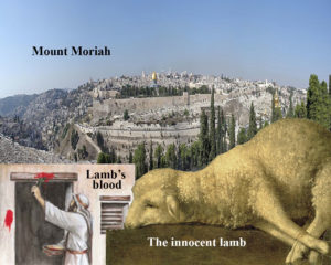 Mt Moriah; blood on door post; lamb ready for slaughter