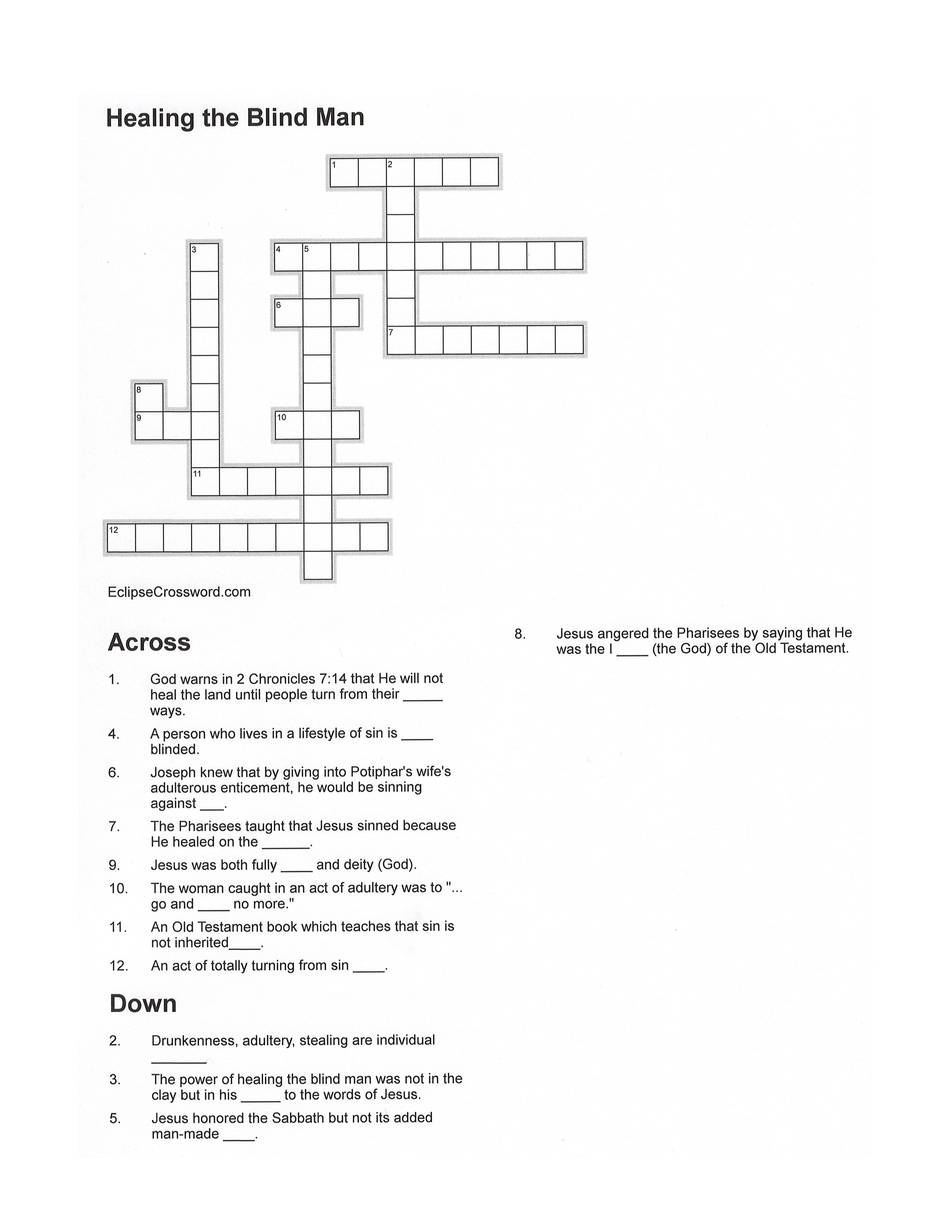 crossword puzzle on lesson